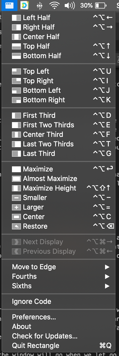 Menu Bar Options